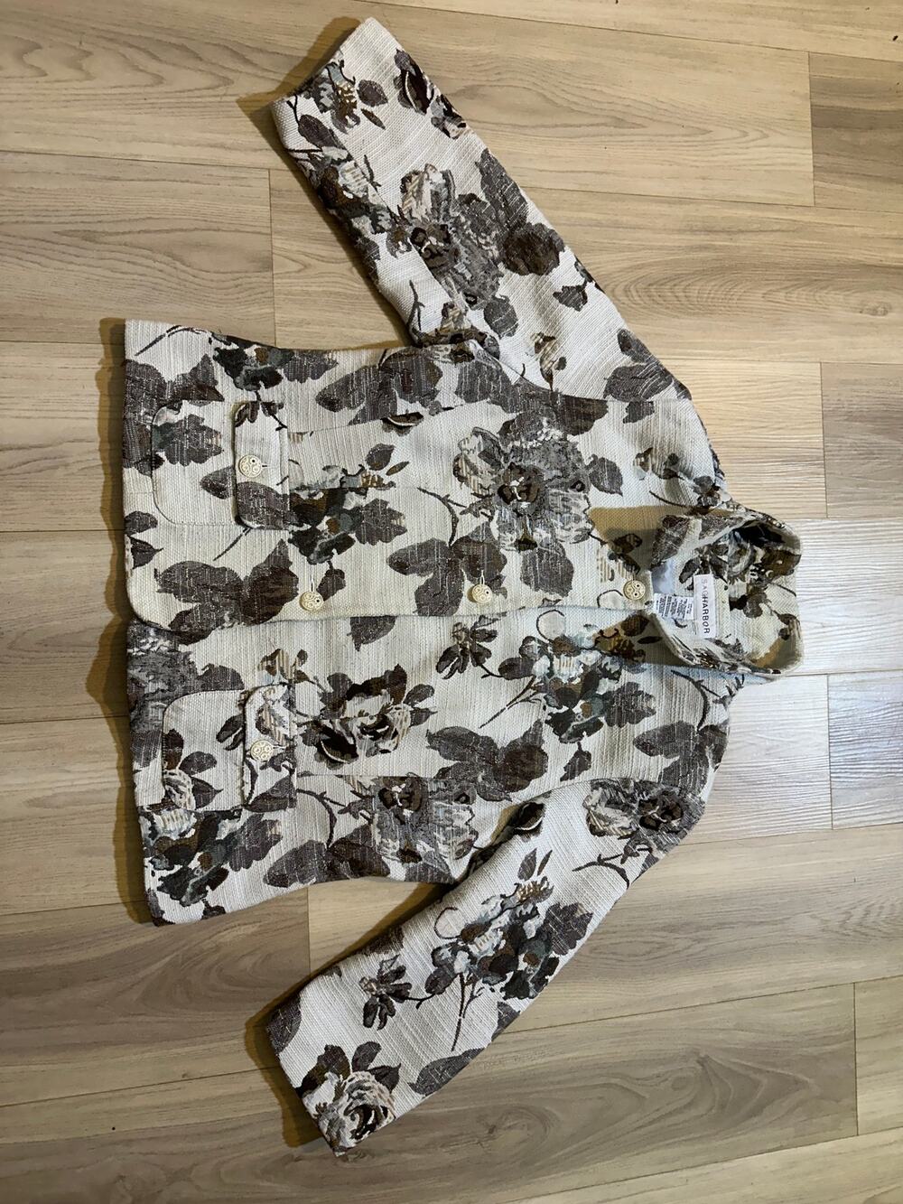Sag Harbor Floral Tapestry Jacket Size 18 Cotton Blend Blazer Cottagecore